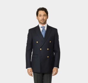 Blazer croisé bleu marine 100% laine