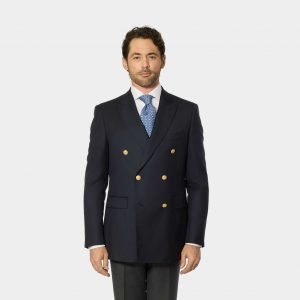 Blazer croisé bleu marine 100% laine